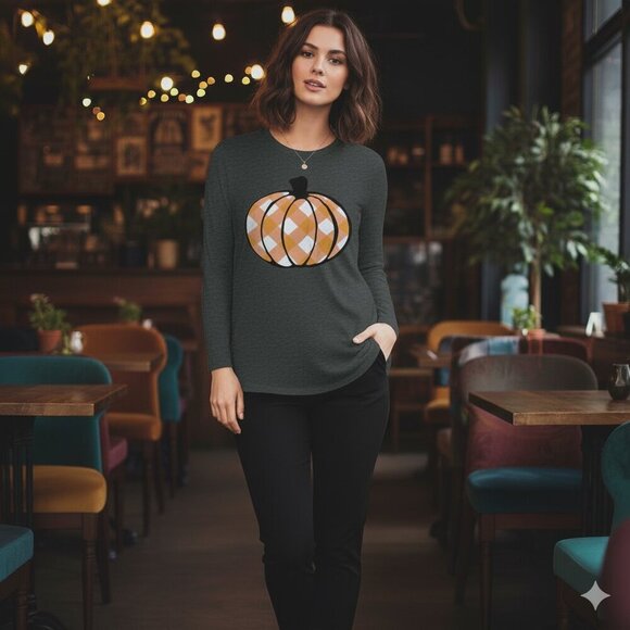 Large green & orange Fall T-shirt - Picture 1 of 7